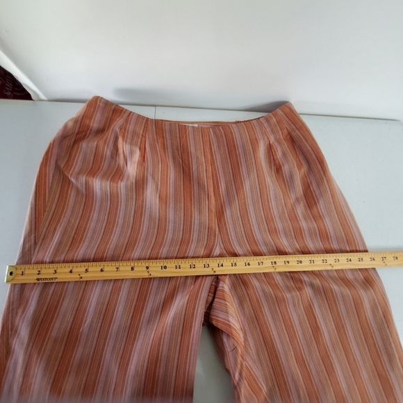 Talbots Woman Silk Blend Ankle Pants 16W Striped Hi-Rise Lined Stretch Waist - Picture 6 of 13